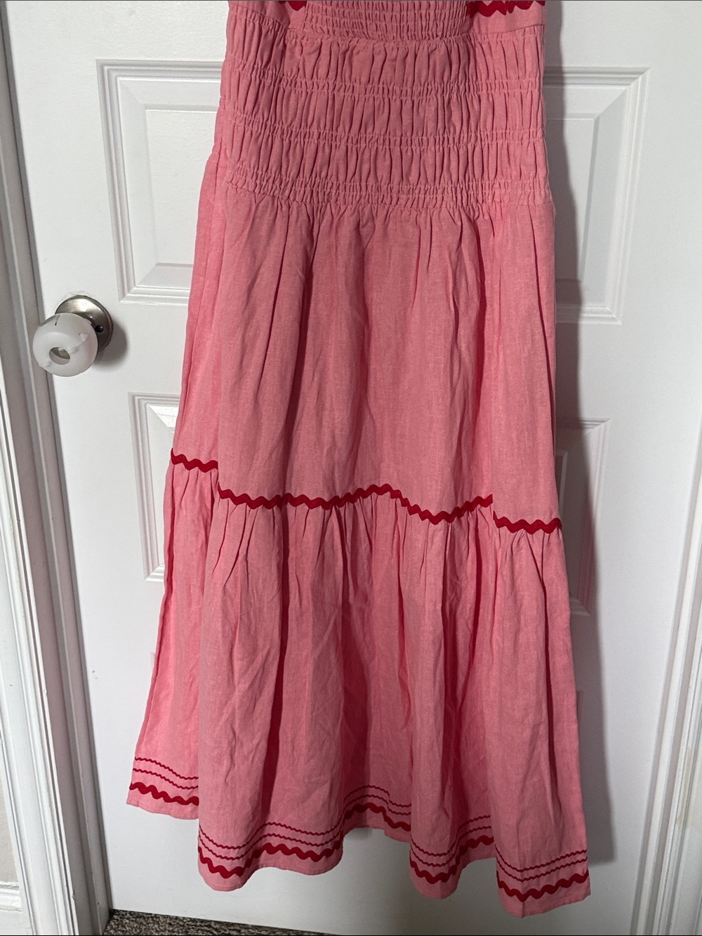 NWT English Factory Pink Maxi Sundress with Red Trim Sz Medium - Picture 9 of 9